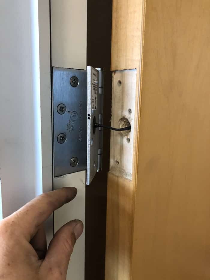 Electrified mortise lock: Electrified transfer hinge carries power into the door.